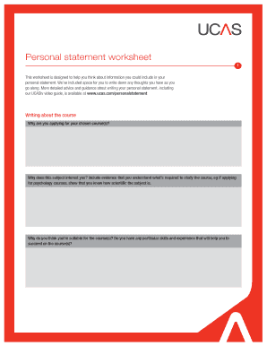 Personal Statement Worksheet