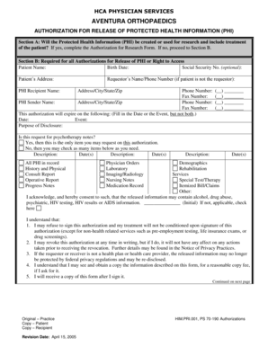 Authorization for Release of Protected Health Information