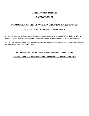 HIPAA Privacy Practices Acknowledgement Form