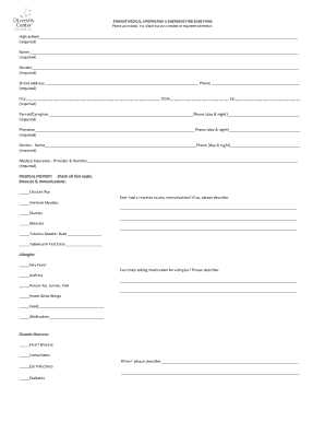 Student Medical Information and Emergency Release Form