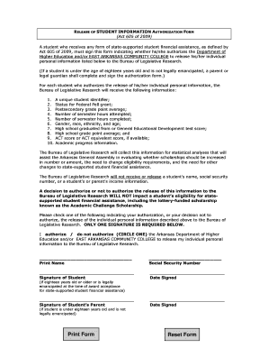 Release of Student Information Authorization Form