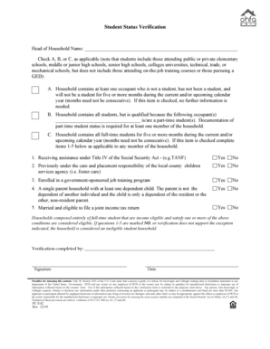 Student Status Verification Form