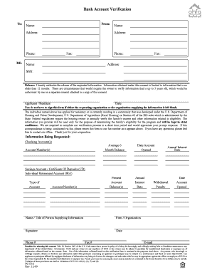 Bank Account Verification Form