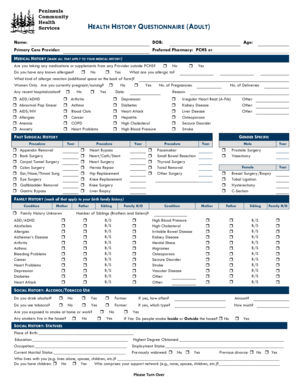 Adult Health History Questionnaire