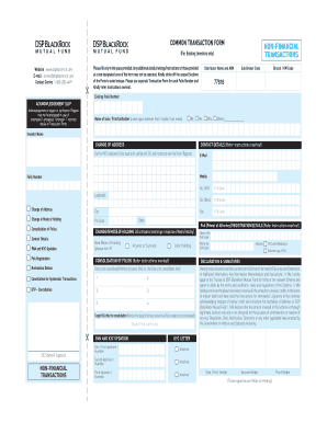 DSP BlackRock Mutual Fund Non-Financial Transaction Form