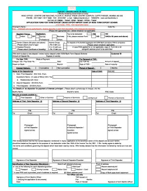 EXIM Bank Term Deposit Application Form