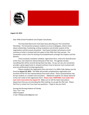 FNSA Pre-Convention Workshop Registration Form