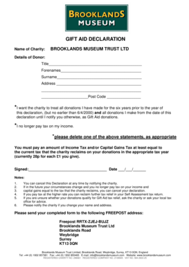 Gift Aid Declaration Form
