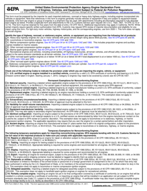 US EPA Engine Declaration Form