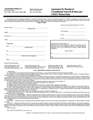 American Stock Exchange Market Data Services Agreement
