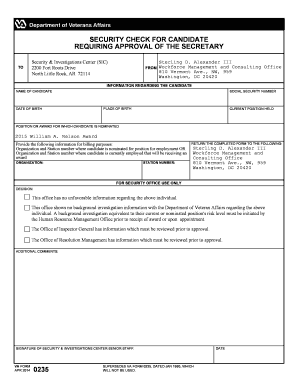 Example of telephone message - VA Form 0235, SECURITY CHECK FOR CANDIDATE REQUIRING ... - ethics va