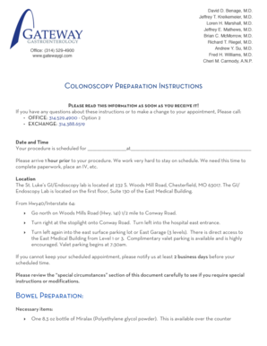 Colonoscopy Preparation Instructions