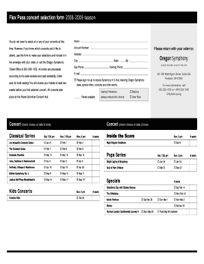 Flex Pass Concert Selection Form