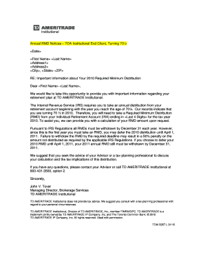 Annual RMD Notice for Retirement Accounts