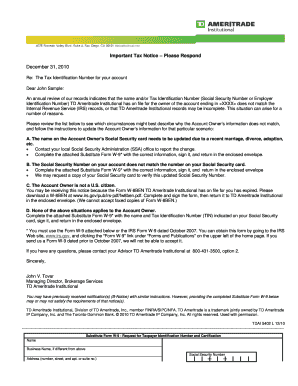 Tax Identification Number Update Notice