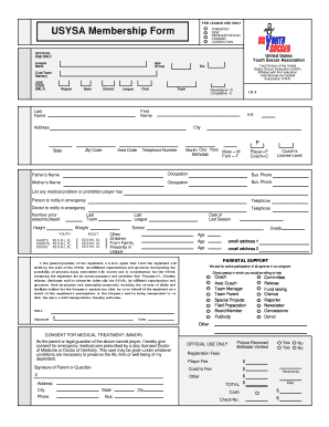 USYSA Membership Form Transfer