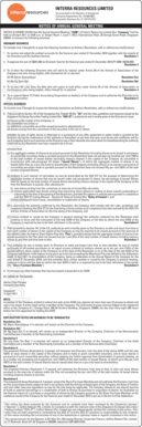 Interra Resources Annual General Meeting Notice