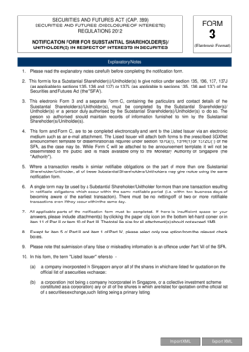 Singapore Substantial Shareholder Notification Form