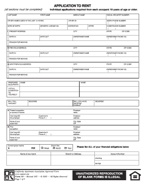 California Rental Application Form