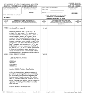 Statement of Deficiencies and Plan of Correction