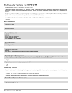 Co-Curricular Portfolio Entry Form