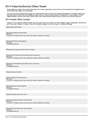 2014 Fraternity Sorority Officer Roster Form