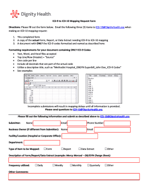 ICD-9 to ICD-10 Mapping Request Form
