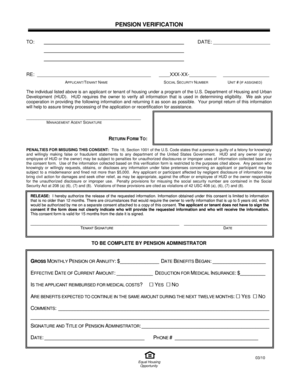 Pension Verification Form