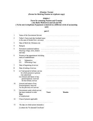 Government Pension and Gratuity Assessment Form