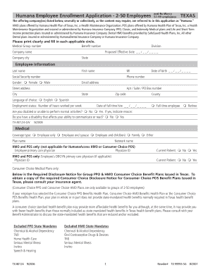 Humana enrollment form - Humana Employee Enrollment Form: 2-50 Employees - Fred Brown ...