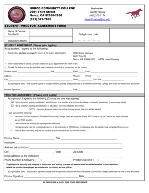 Student Proctor Agreement Form