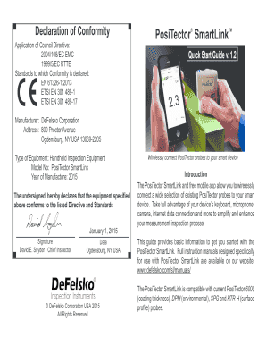 Declaration of Conformity for PosiTector SmartLink