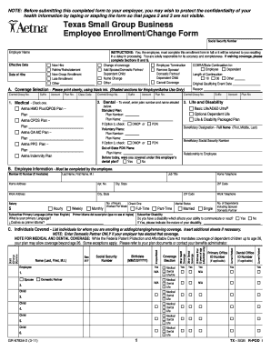 Texas Small Group Business Employee Enrollment Form