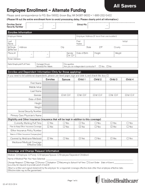 Employee Enrollment Form for Alternate Funding