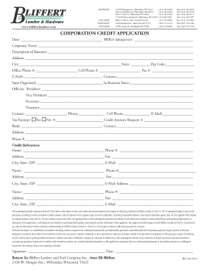 Corporation Credit Application