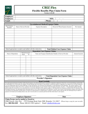 Flexible Benefits Plan Claim Form