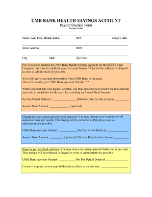 UMB Bank Health Savings Account Payroll Election Form