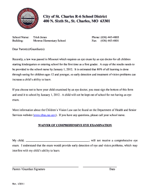 Missouri Kindergarten Eye Exam Waiver