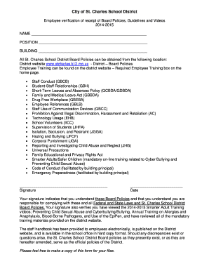 Employee Verification of Board Policies Receipt