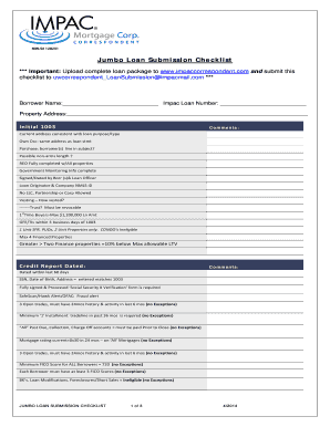Jumbo Loan Submission Checklist
