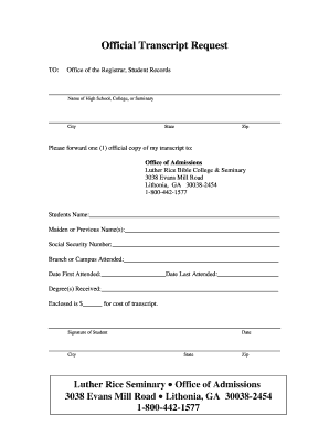 Official Transcript Request Form