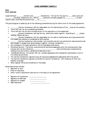 Farm Lease Agreement Sample