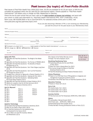 Post-Polio Health International Article Order Form