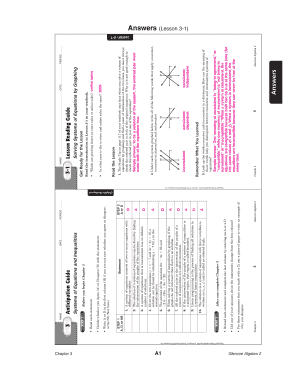 Algebra 2 Lesson 3-1 Worksheet