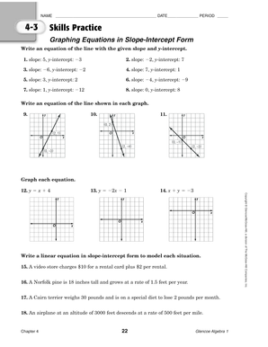 4 1 skills practice graphing equations in slope intercept form