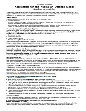 Australian Defence Medal Application Form