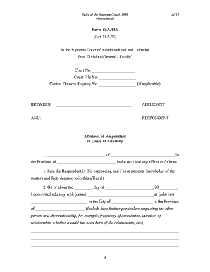 Form 56A.44A (rule 56A.44) In the Supreme Court of Newfoundland ...