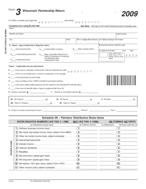Wisconsin Partnership Return Form 3 2009