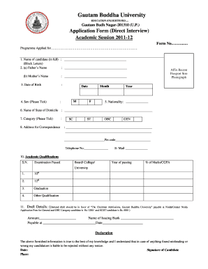 Gautam Buddha University Application Form