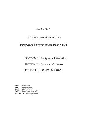 Full form of baa - BAA 03-23 Information Awareness Proposer Information Pamphlet - iwar org